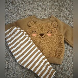 Brown Bear Sweater and Striped Pants Set Old Navy 6-12m